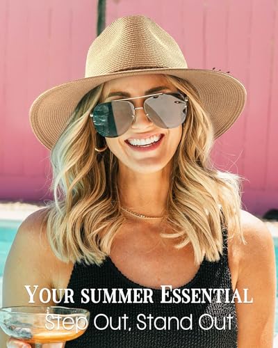 Wide Brim UV UPF 80+ Foldable Packable Straw Sun Hat G188