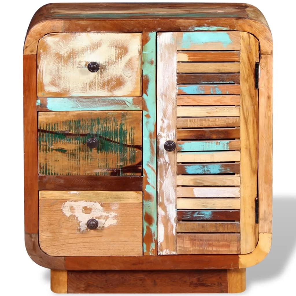 Sideboard Cupboard Cabinet with a Door and 3 Drawers Solid Reclaimed Wood Y38211
