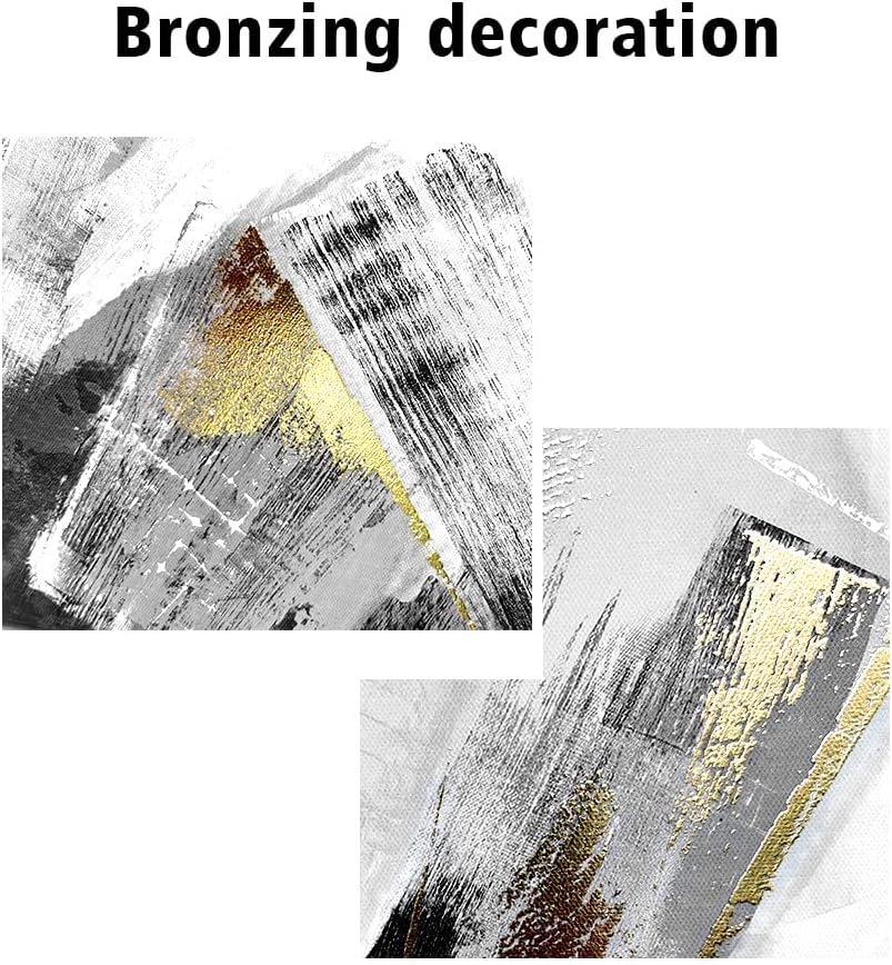Abstract Geometry Black Gold Canvas Wall Art Y924983