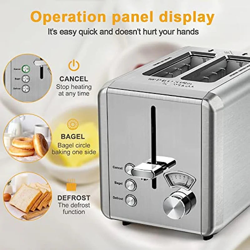 2 Slice Stainless Steel Toaster with Bagel Function J49226
