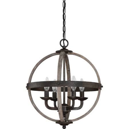 Rustic Black 4-Light Globe Chandelier S9118