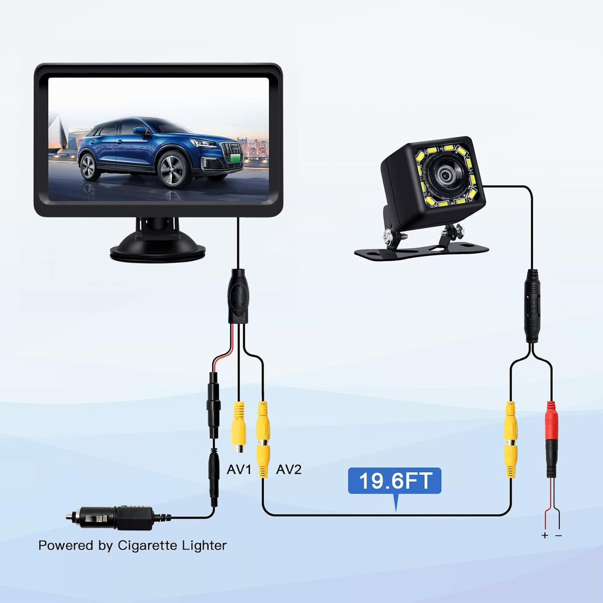 7 Inch Monitor Kit HD 1080P IP69 Waterproof Rear View Camera with 12 LED, Pack of 2 V308752