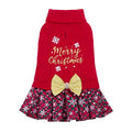 Christmas Dog Sweater Dress Turtleneck with Bowtie K9161