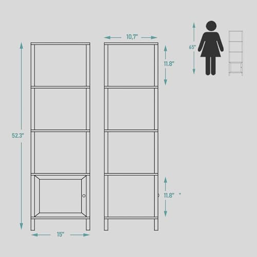 6 Tier Narrow Bookcase with Door F307684