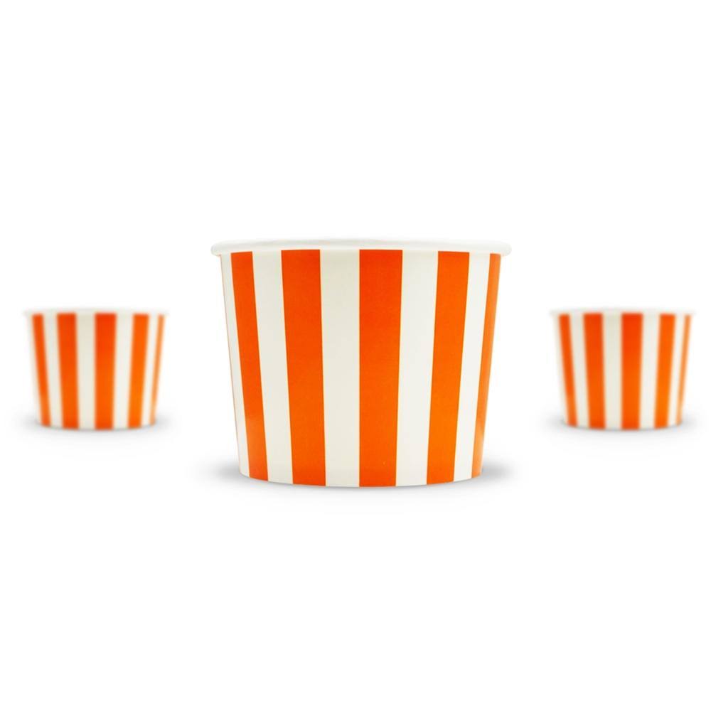 12 oz Orange Striped Ice Cream Cups, 1 Case of 1,000 Cups J773264