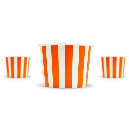 12 oz Orange Striped Ice Cream Cups, 1 Case of 1,000 Cups J773264
