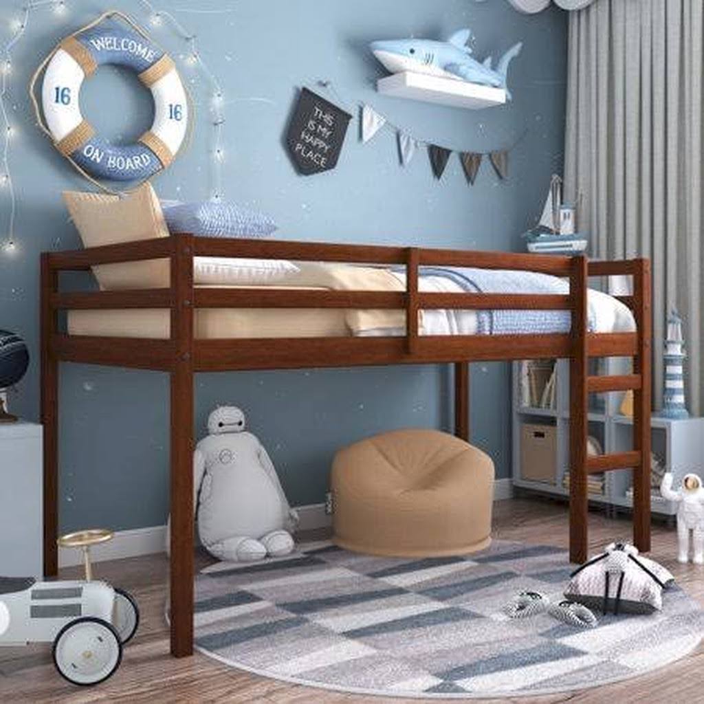 Twin Junior Loft Bunk Bed, Oak E995477