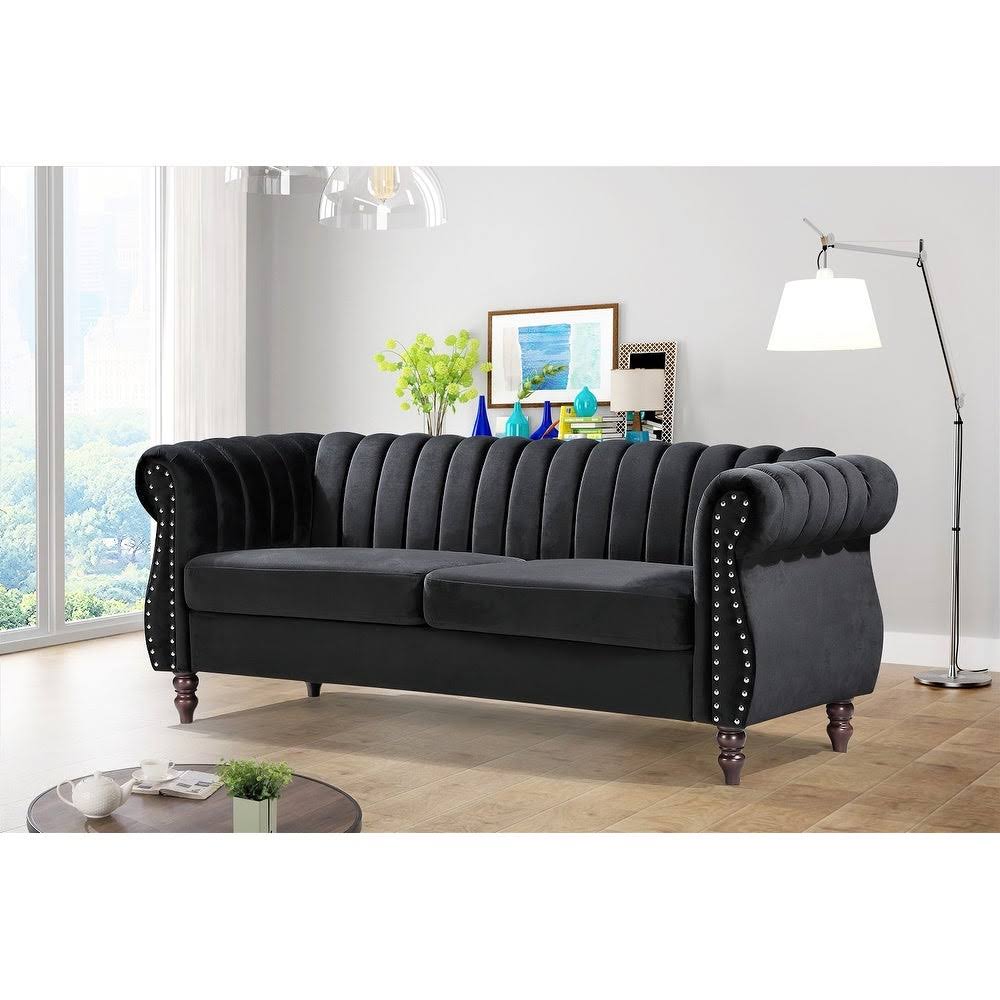 Dark Blue Velvet Chesterfield Sofa W321230