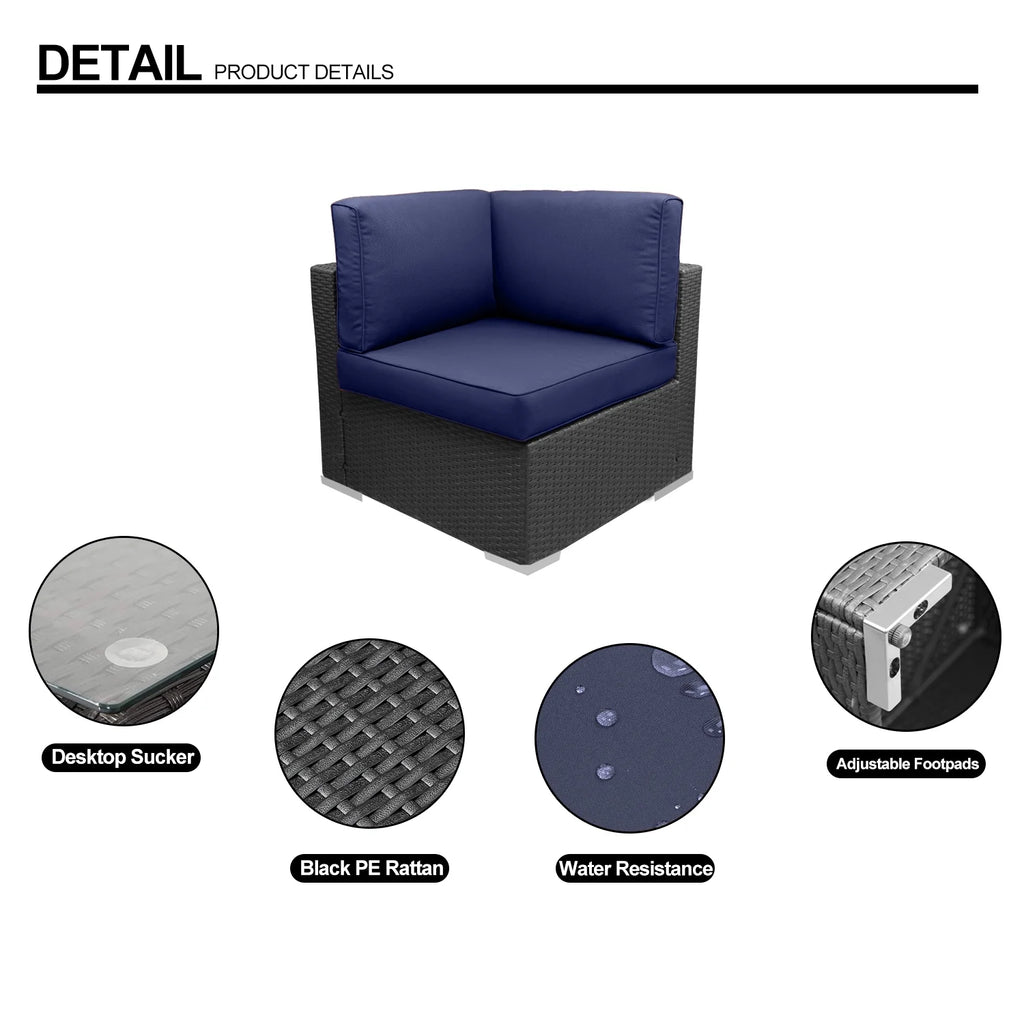 Blue 2-Piece Rattan Corner Sofa Set G378319