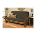 Walnut Full Size Futon Frame with Charcoal Mattress O4106