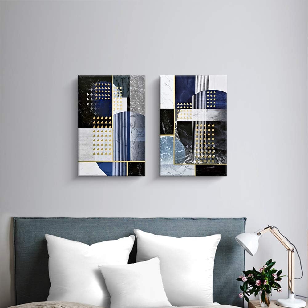 Abstract Geometry Black Gold Canvas Wall Art Y924983