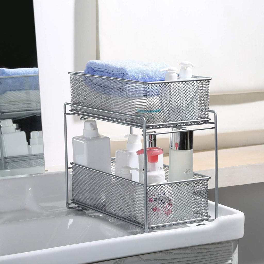 Stackable Cabinet Organizer Pull Out Drawer, 2 Tier T432080