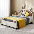 Twin Size Upholstered Platform Bed with Rabbit Ears Headboard L103417