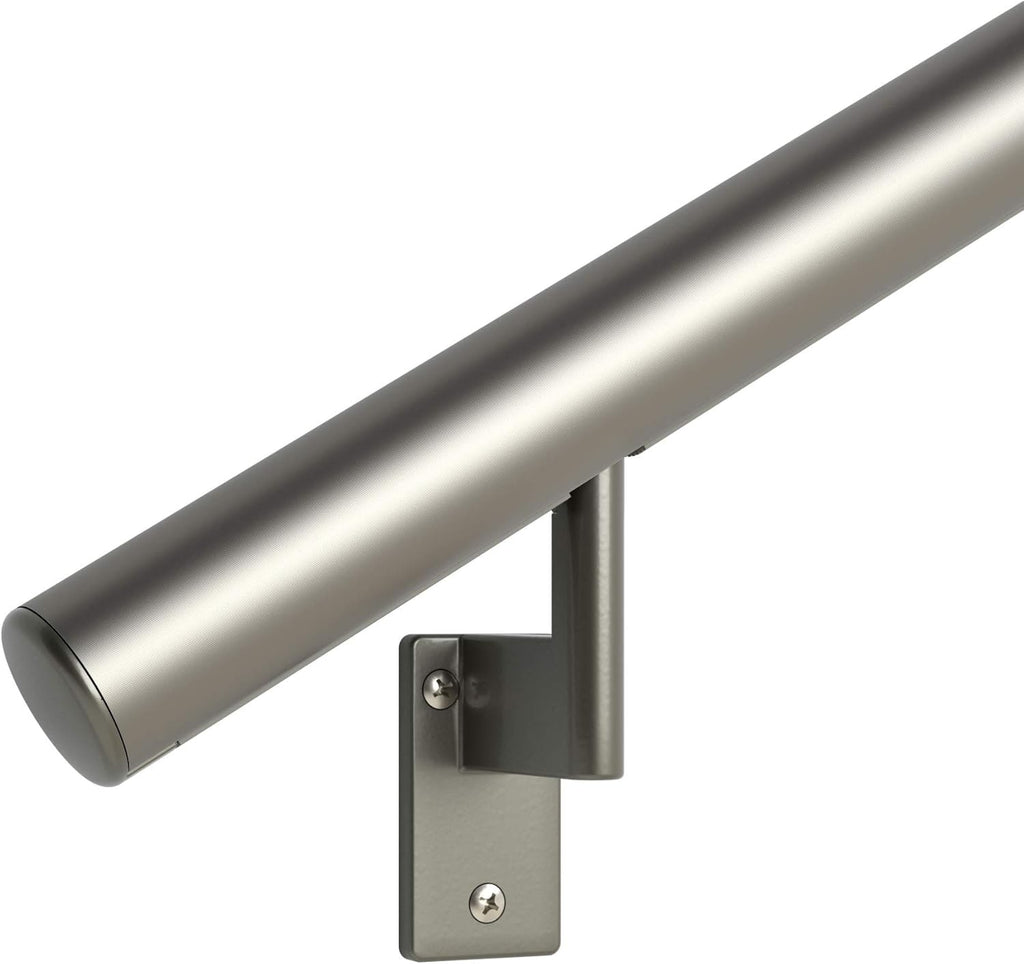 Satin Black Anodized Aluminum Handrail Kit with Wall Brackets and Endcaps N61960