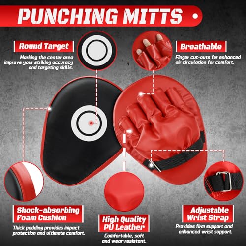 4-in-1 Kids Boxing Gloves and Punching Mitts Set with Hand Wraps L743