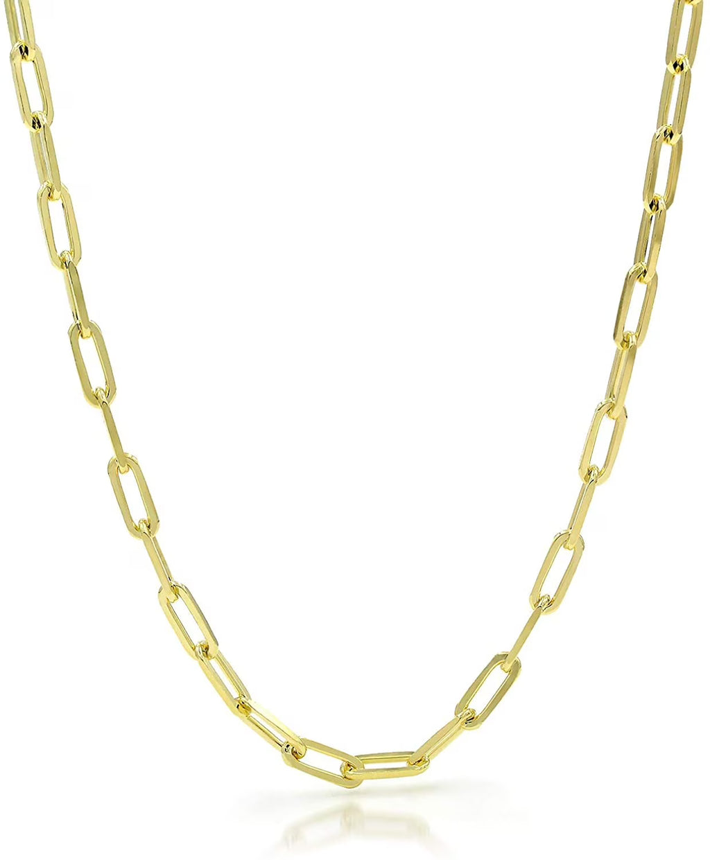 925 Sterling Silver Yellow Gold Plated Cable Link Necklace I62815