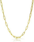 925 Sterling Silver Yellow Gold Plated Cable Link Necklace I62815
