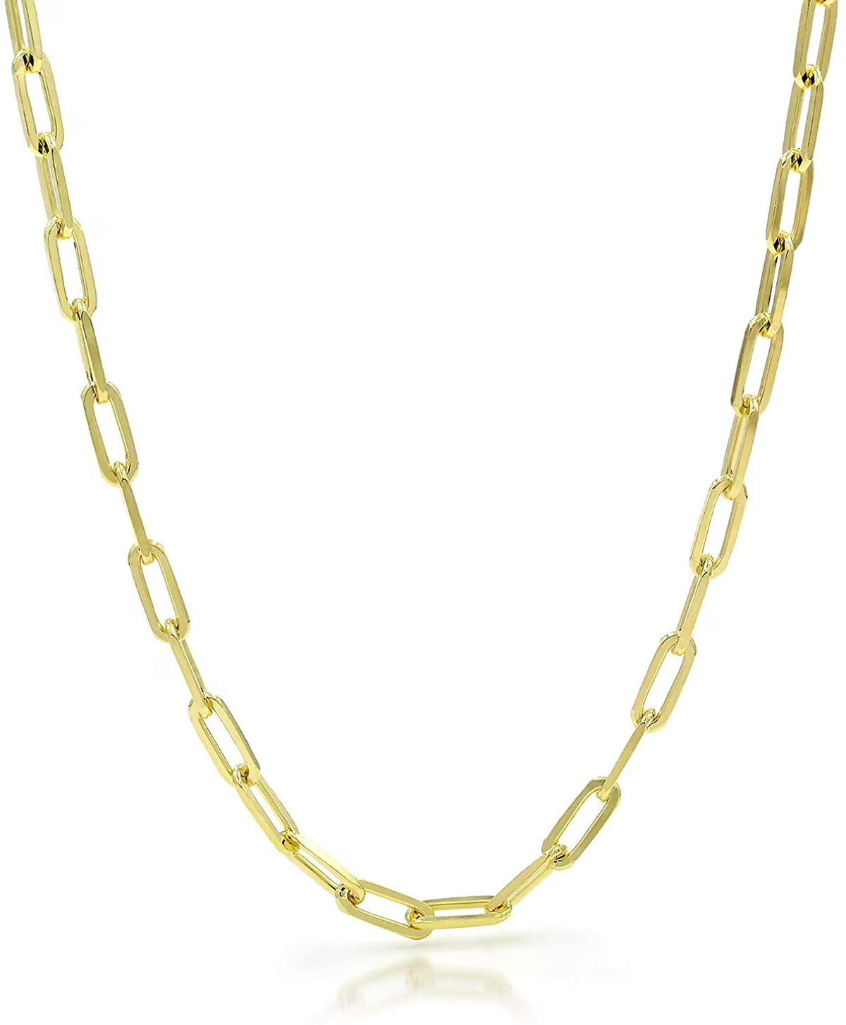 925 Sterling Silver Yellow Gold Plated Cable Link Necklace I62815