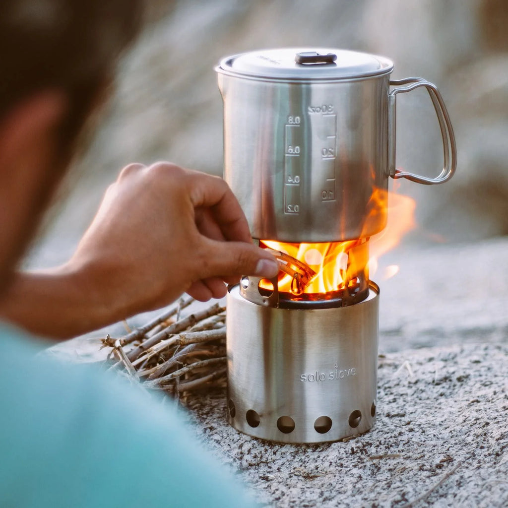 Portable Wood Burning Campstove with 900 ml Pot, 304 Stainless Steel, Compact M718236