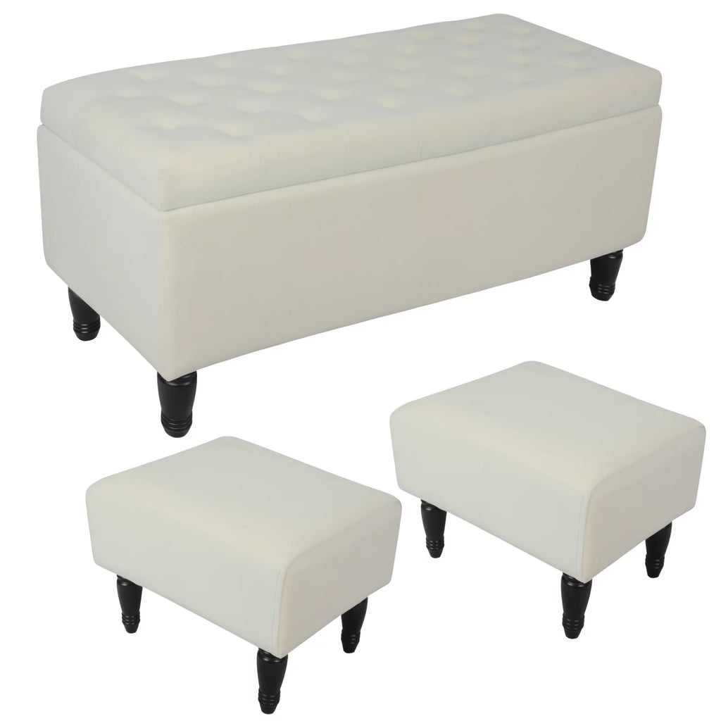 43" Velvet Storage Ottoman with 2 Footstools Z143621