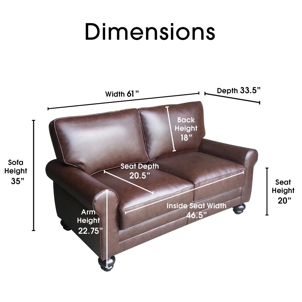 Chestnut Brown Leather Loveseat T953