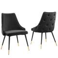 Black Performance Velvet Dining Side Chair Set of 2 Y361