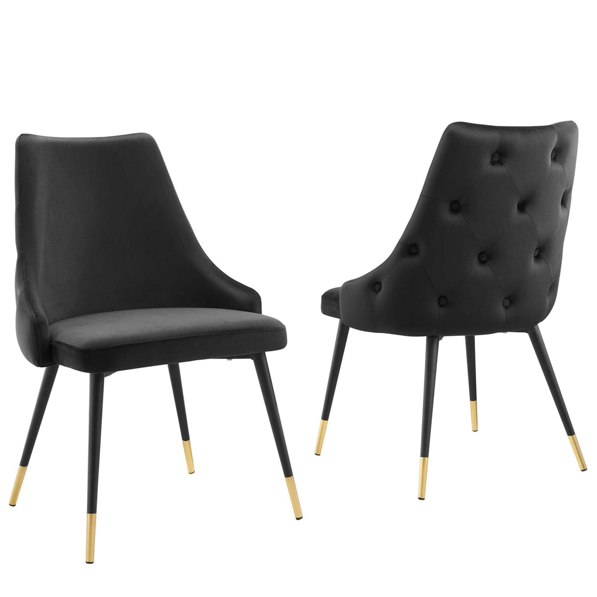 Black Performance Velvet Dining Side Chair Set of 2 Y361