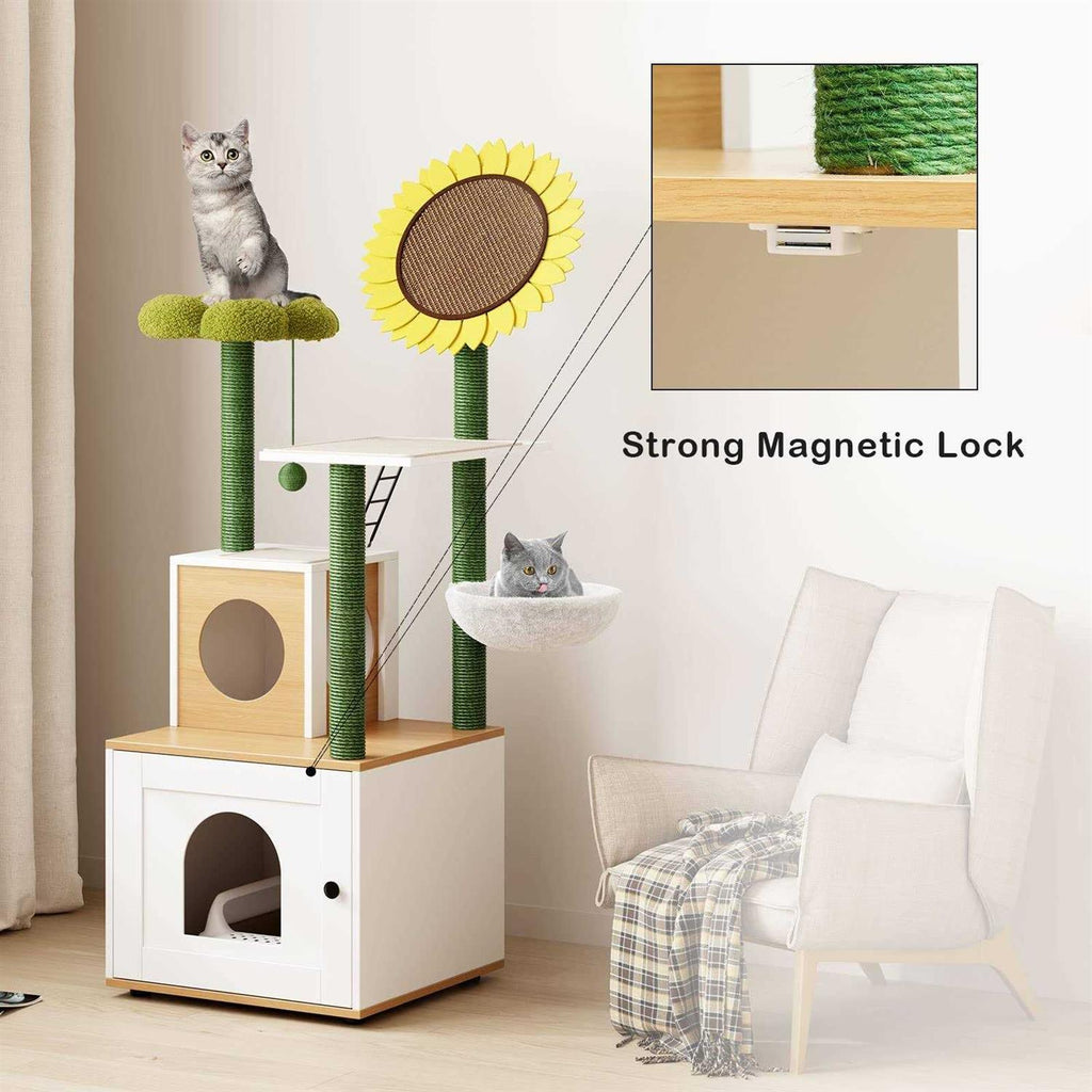 Cat Tree with Litter Box Enclosure and Scratching Posts L457