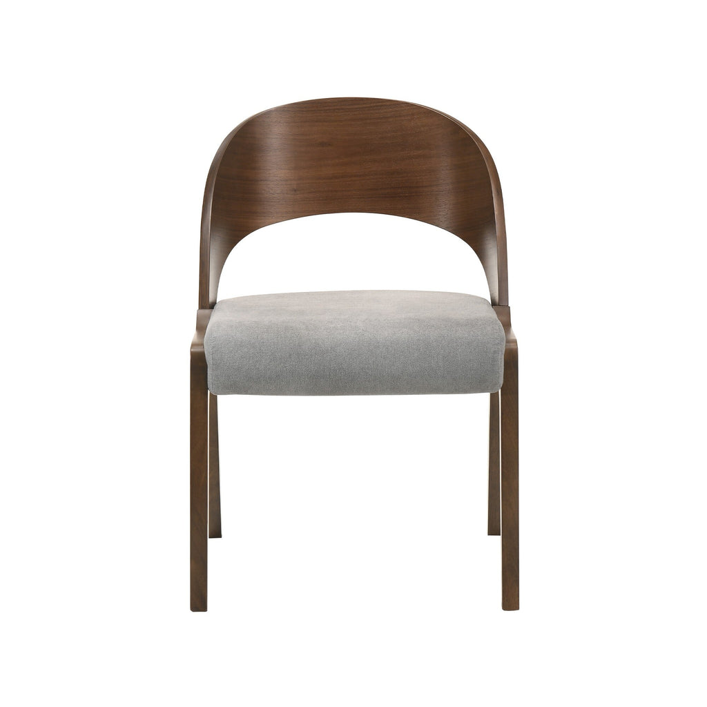 Brown and Gray Curved Back Wood Dining Chair, Set of 2 D8995