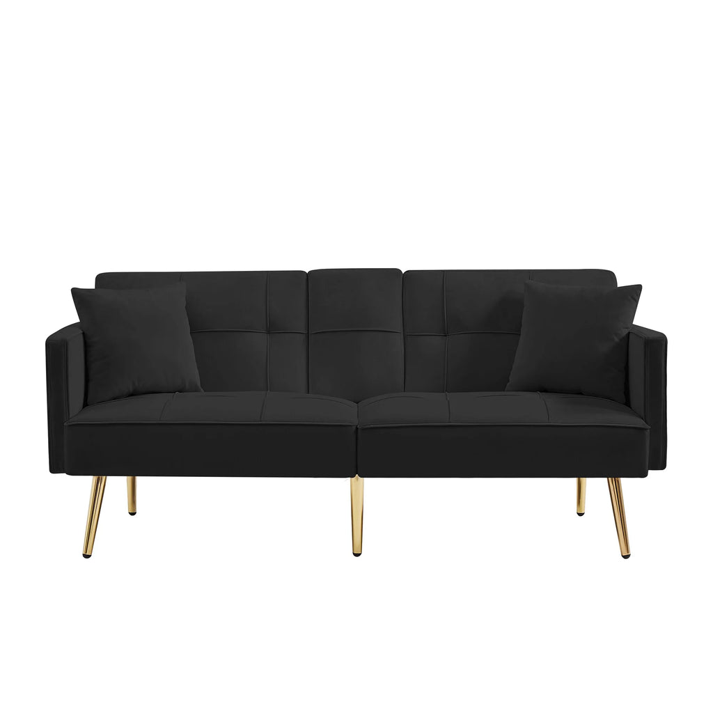 Convertible Sofa Bed Velvet Metal Legs Cream White B33474