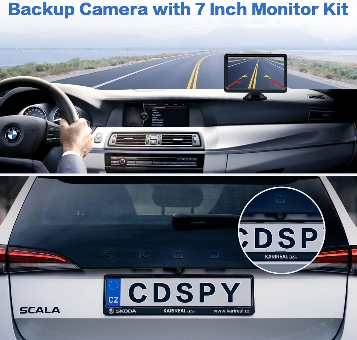7 Inch Monitor Kit HD 1080P IP69 Waterproof Rear View Camera with 12 LED, Pack of 2 V308752