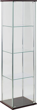 4-Shelf Glass Curio Cabinet, Cappuccino and Clear F664091