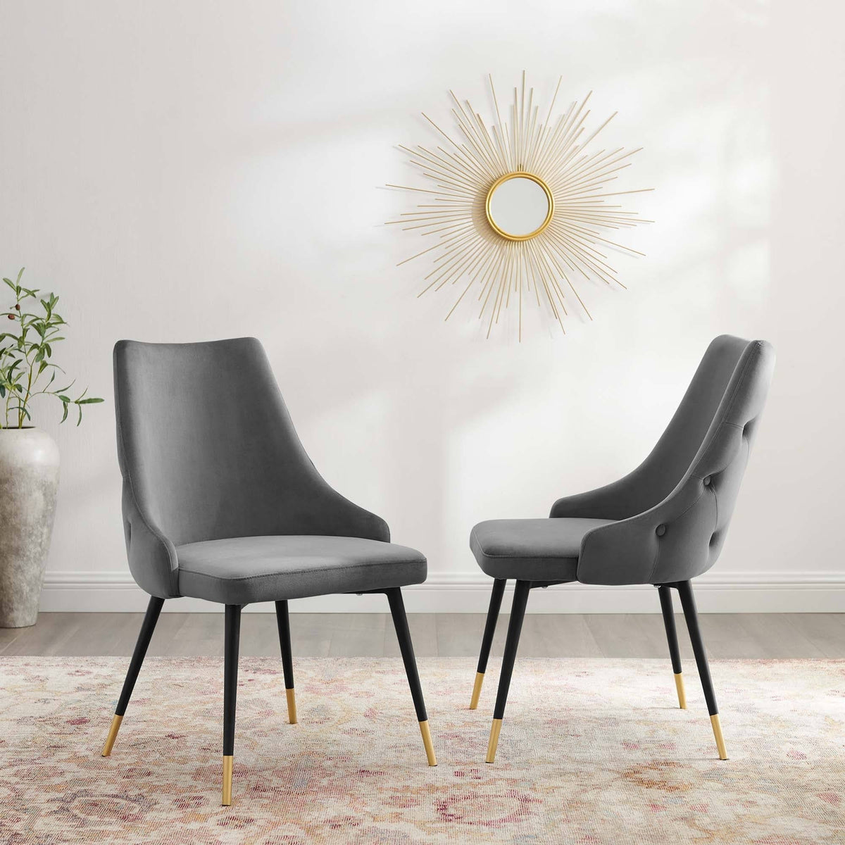 Black Performance Velvet Dining Side Chair Set of 2 Y361