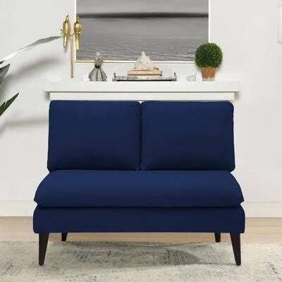 Navy Blue Velvet Armless Settee X684374