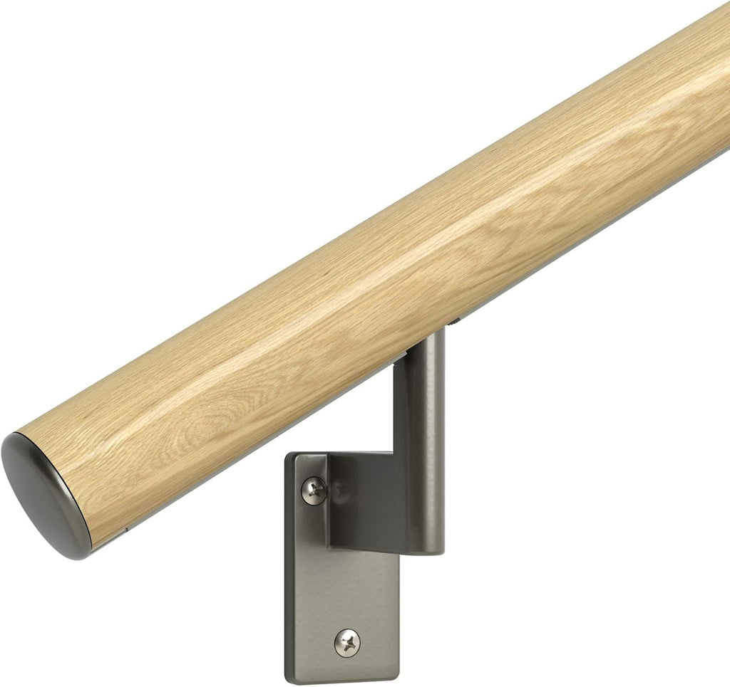 Satin Black Anodized Aluminum Handrail Kit with Wall Brackets and Endcaps N61960