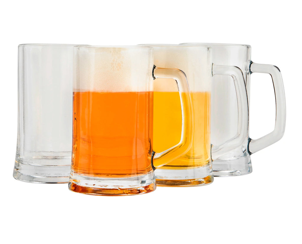 Clear 12 oz Glass Beer Mugs Set of 4 Q639667