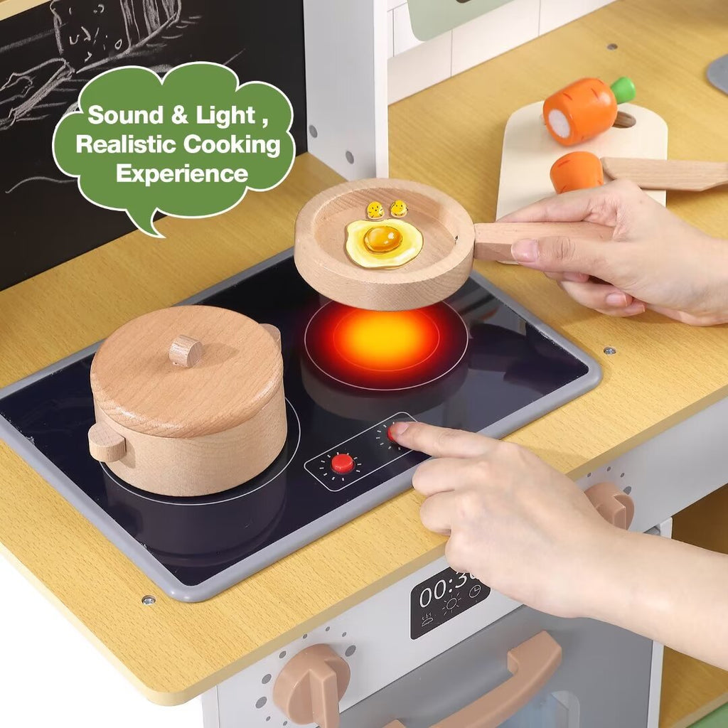 Wooden Kids Play Kitchen with Cookware Accessories Z867044