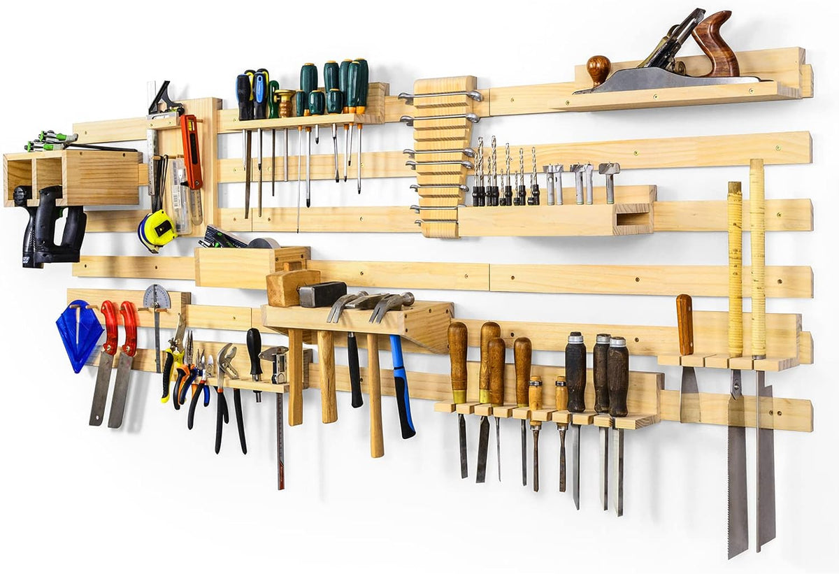 Pegboard Organizer Wall Storage with Power Tool Screwdriver Holder O7380