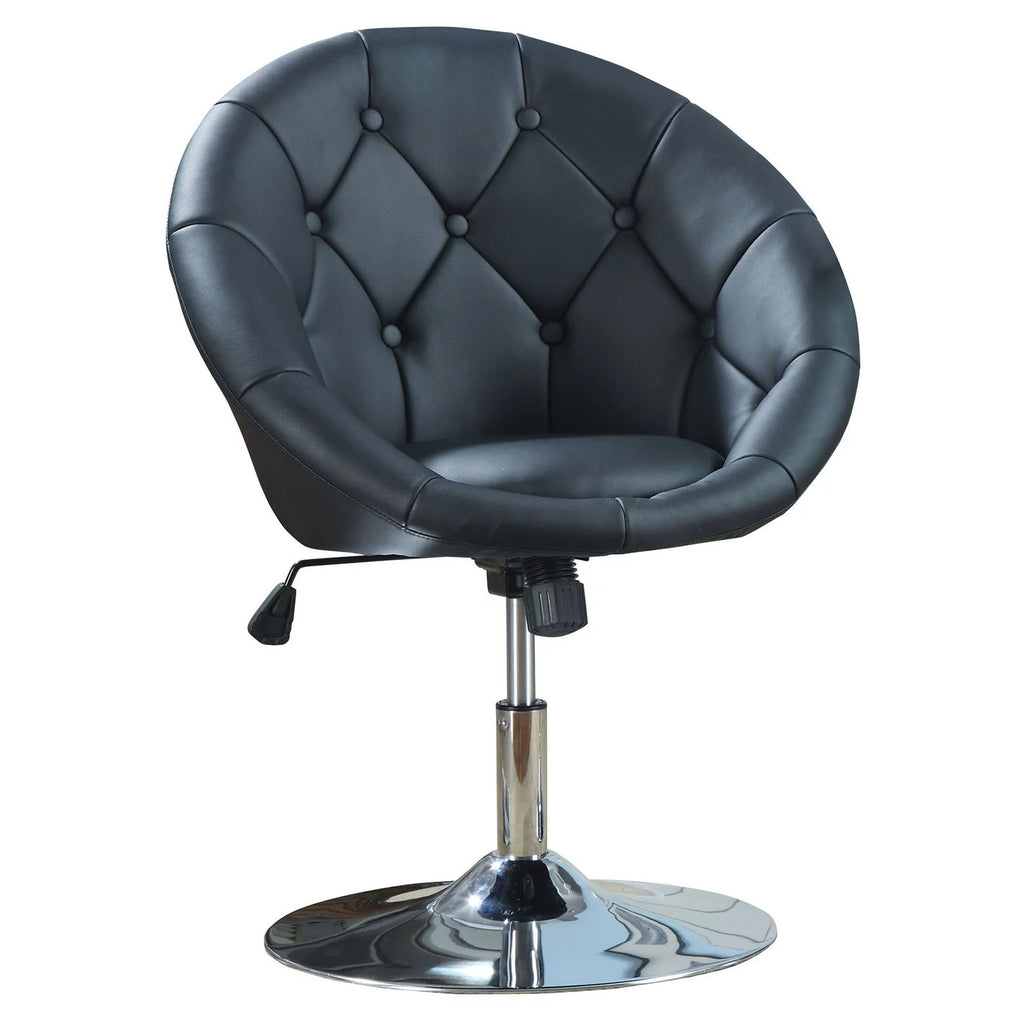 Black Faux Leather Swivel Accent Chair T9850
