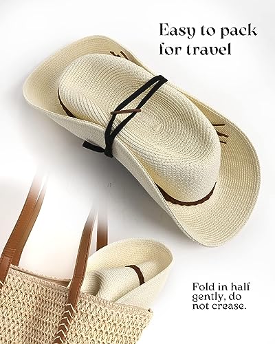 Wide Brim UV UPF 80+ Foldable Packable Straw Sun Hat G188