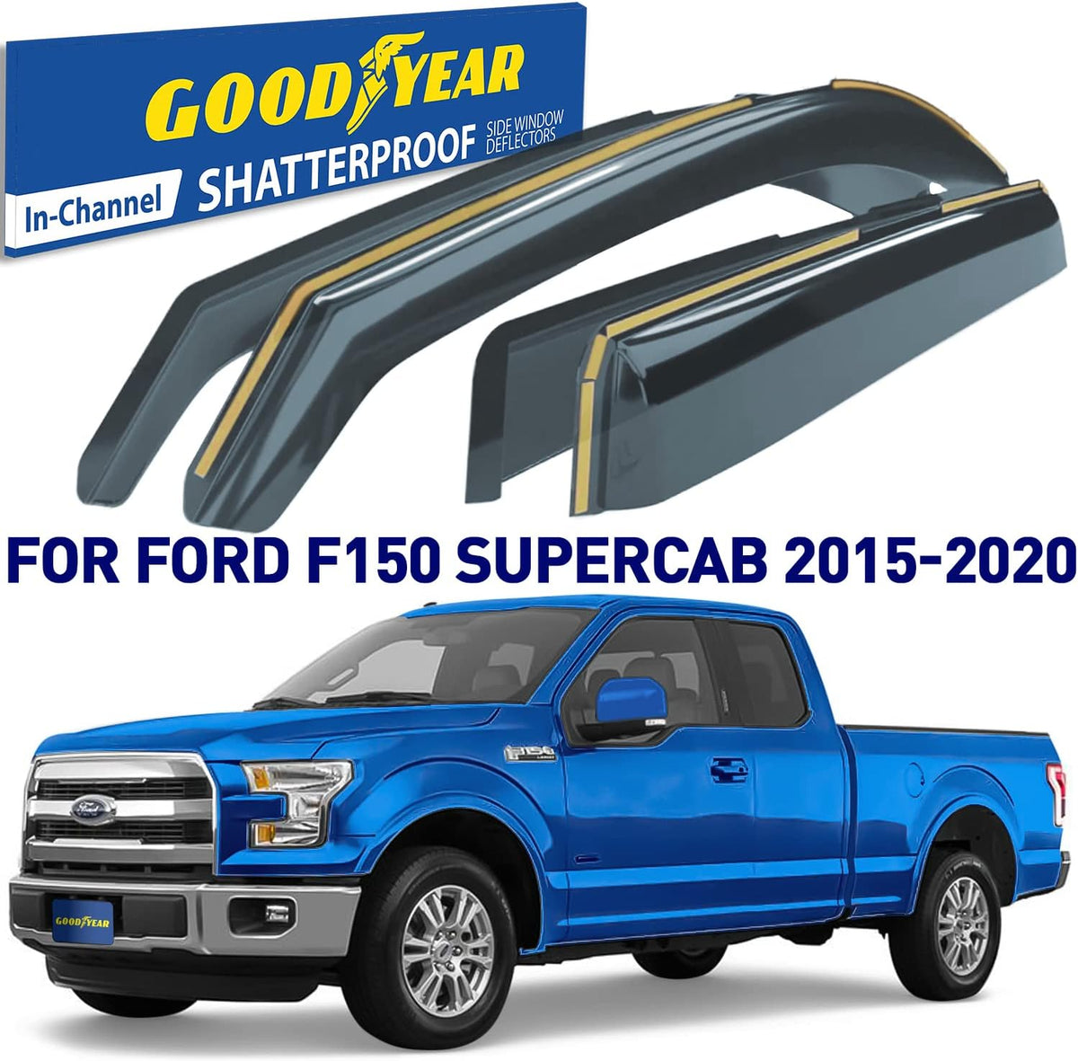 4pcs Shatterproof in-Channel Window Deflectors Rain Guards P802