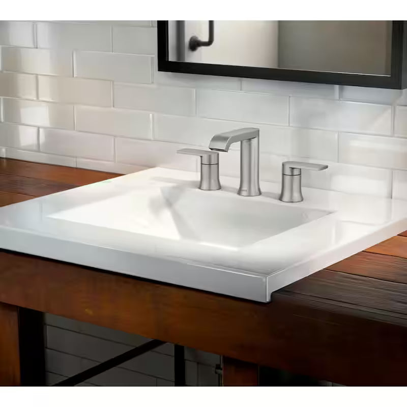 8 in. Widespread Double Handle Bathroom Faucet Brushed Nickel R293