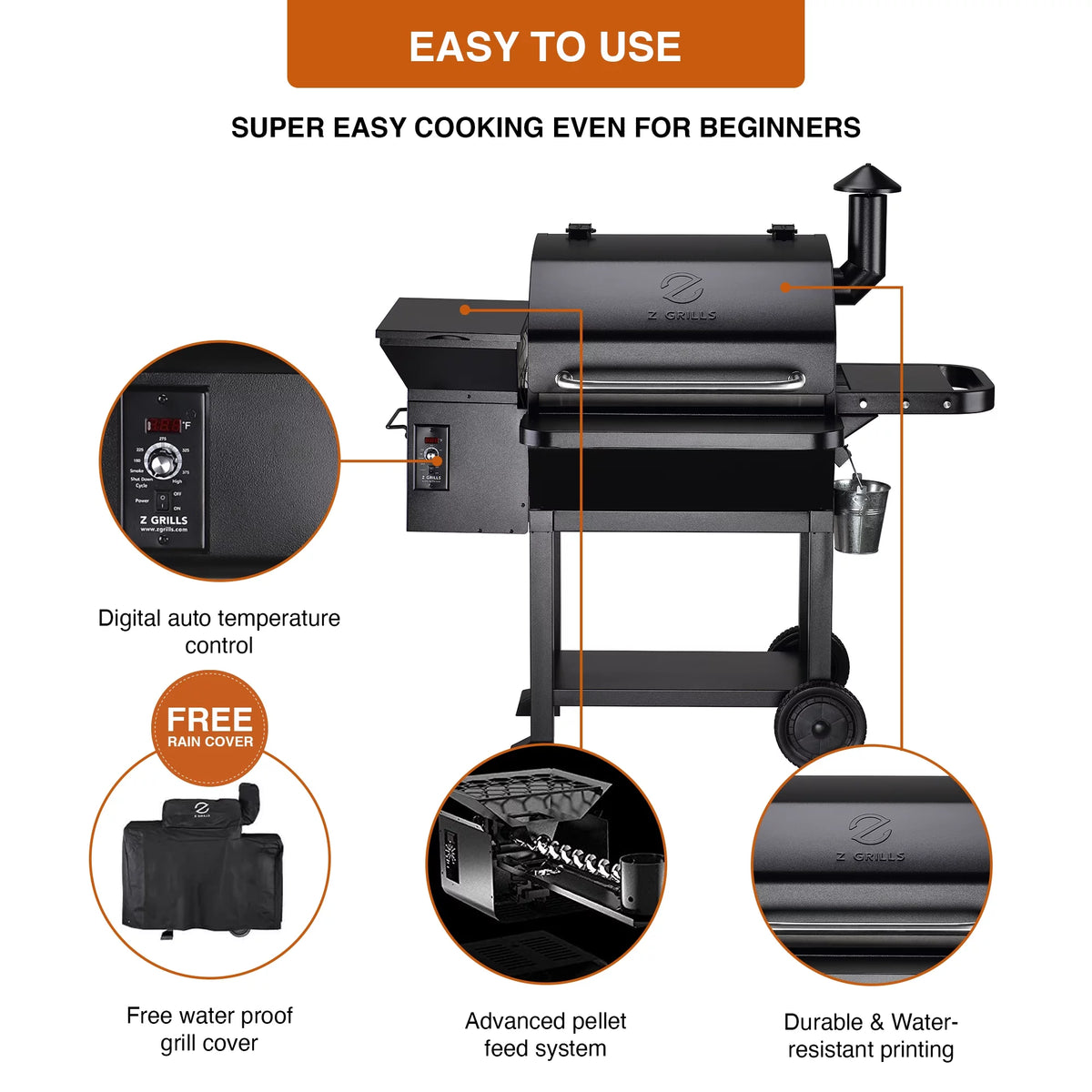 Wood Pellet Grill and Smoker 8-in-1 BBQ Black B633