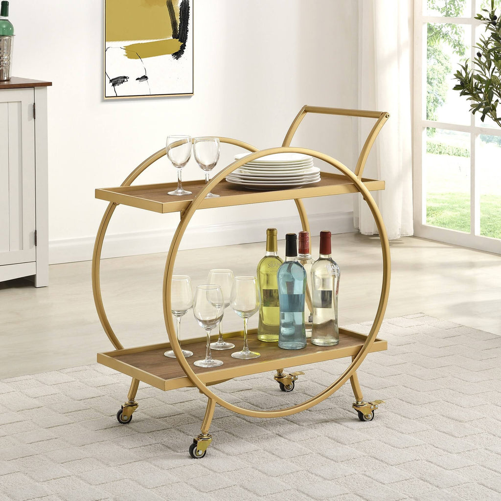 Gold/Brown Bar Cart W366