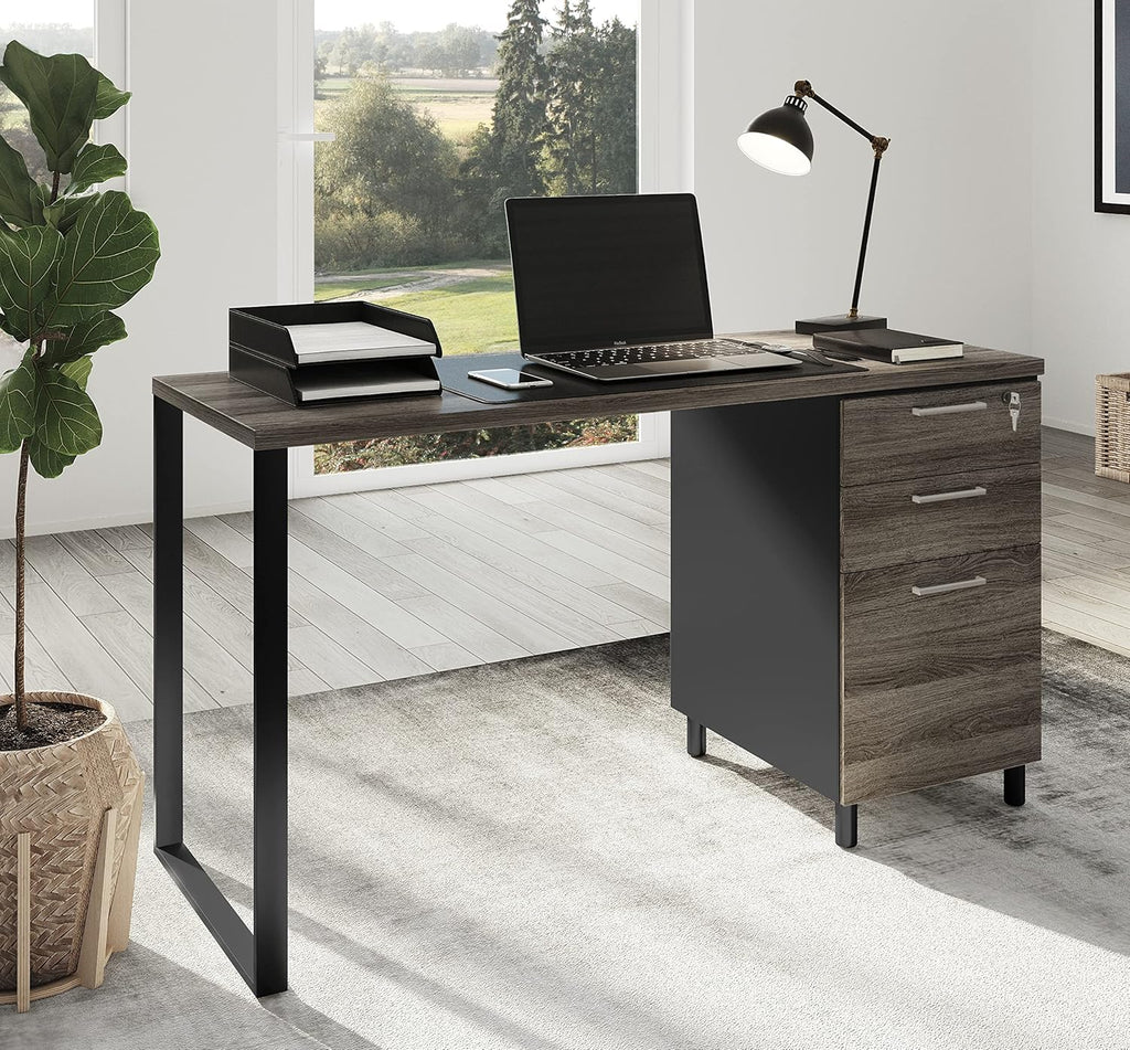 47 Inch Computer Desk with 3 Detachable Locked Drawers C29773