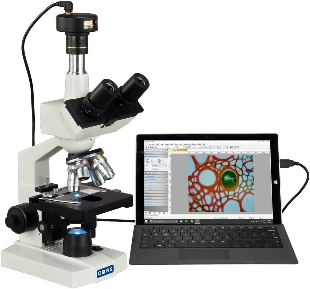 40X-2000X Digital Lab Trinocular Compound LED Microscope with 5MP Digital Camera and Double Layer Mechanical Stage K799