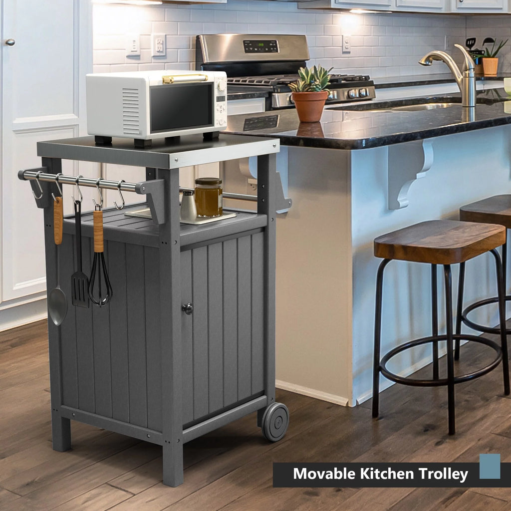 Barbecue Grill Side Table Trolley with 304 Stainless Steel Top R4997