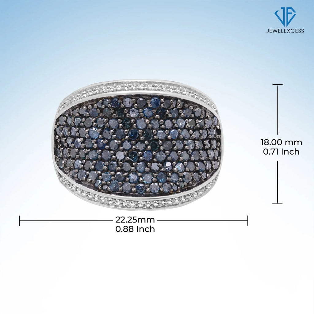 Sterling Silver Blue & White 2 Carat Diamond Ring K496