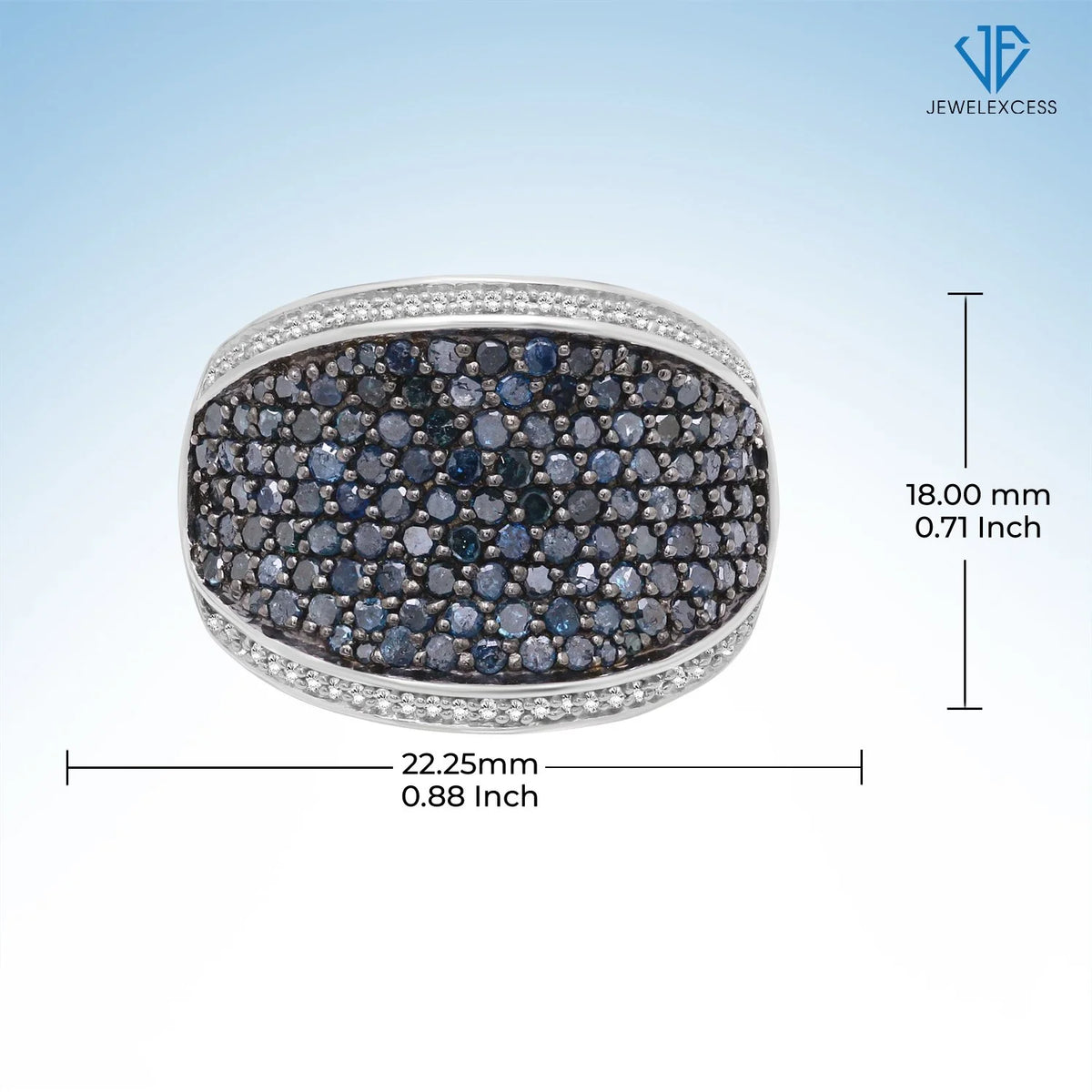 Sterling Silver Blue & White 2 Carat Diamond Ring K496