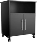 Black Rolling Wood File Cabinet with Open Storage Shelves K26529